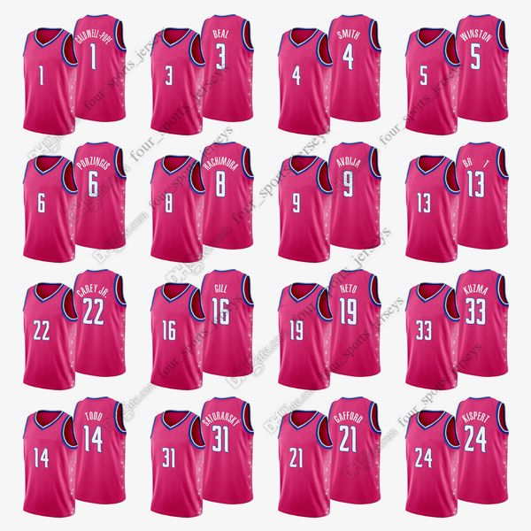printed 2022 new city basketball pink jerseys beal porzingis kuzma caldwell-pope hachimura smith avdija kispert neto gafford todd carey, Black;red
printed 2022 new city basketball pink jerseys beal porzingis kuzma caldwell-pope hachimura smith avdija kispert neto gafford todd carey, Black;red