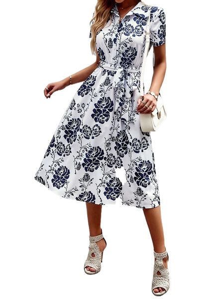 floral print belted shirt dress z47o#, Black;gray
floral print belted shirt dress z47o#, Black;gray