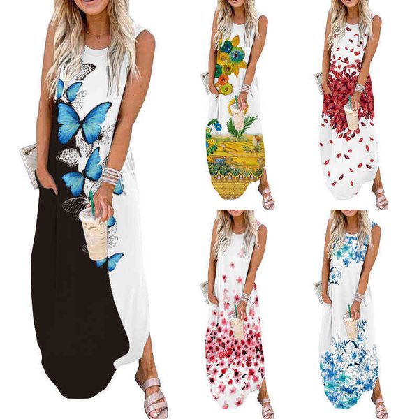 luxury designer women's dresses 2022 digital print long skirt loose pocket sleevels split dresses, Black;gray
luxury designer women's dresses 2022 digital print long skirt loose pocket sleevels split dresses, Black;gray