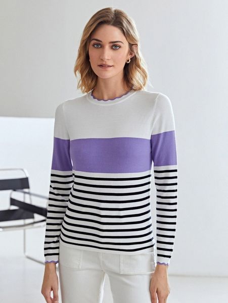 motf premium wool mix scallop sweater p7xv#, White;black
motf premium wool mix scallop sweater p7xv#, White;black