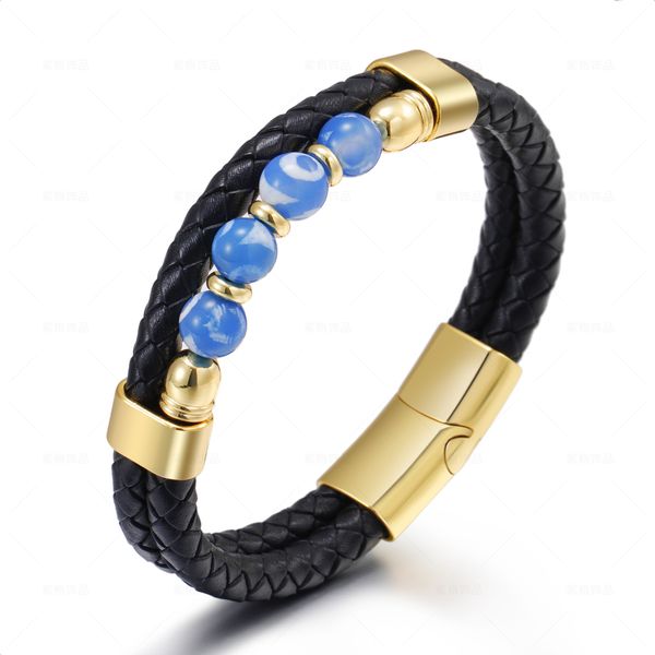 handmade gemstone layered braided leather bracelets for men link chain strand fashion magnetic clasp black cord vintage wrist band rope cuff
handmade gemstone layered braided leather bracelets for men link chain strand fashion magnetic clasp black cord vintage wrist band rope cuff