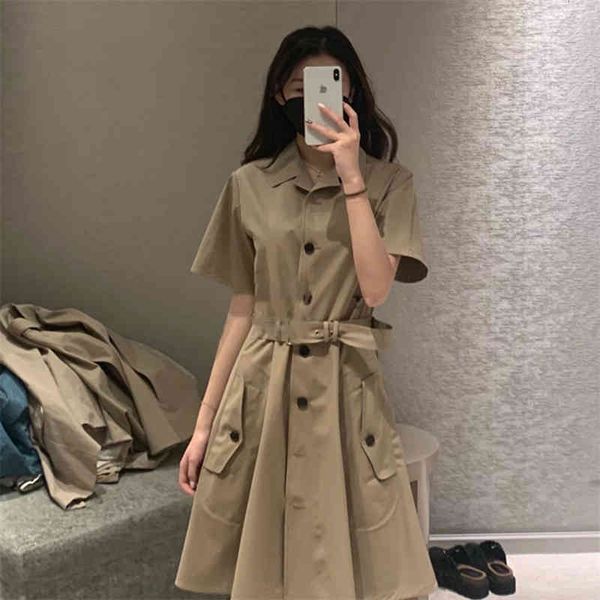 casual dresses retro school style khaki short sleeve dress minority summer age reducing temperament waist short skirt, Black;gray
casual dresses retro school style khaki short sleeve dress minority summer age reducing temperament waist short skirt, Black;gray