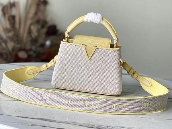 realfine bags 5a m59872 21cm capuciness mini yellow leather canvas handbag shoulder purses for women with dust bag
realfine bags 5a m59872 21cm capuciness mini yellow leather canvas handbag shoulder purses for women with dust bag