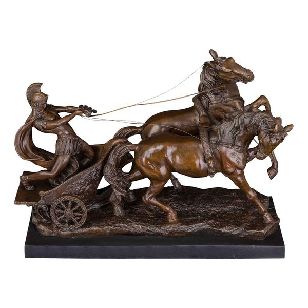 60cm large size bronze sculpture soldier driving chariot horses statue antique warrior art decor, Silver
60cm large size bronze sculpture soldier driving chariot horses statue antique warrior art decor, Silver
