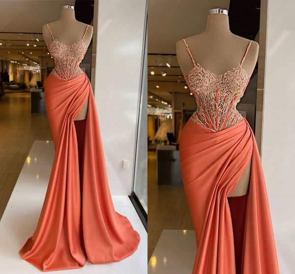 graceful orange prom dresses lace appliques spaghetti strap evening dress custom made side split floor length party gown 0331, Black
graceful orange prom dresses lace appliques spaghetti strap evening dress custom made side split floor length party gown 0331, Black