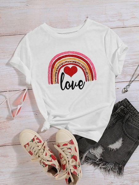 plus heart & letter graphic tee 96xl#, Black 
plus heart & letter graphic tee 96xl#, Black