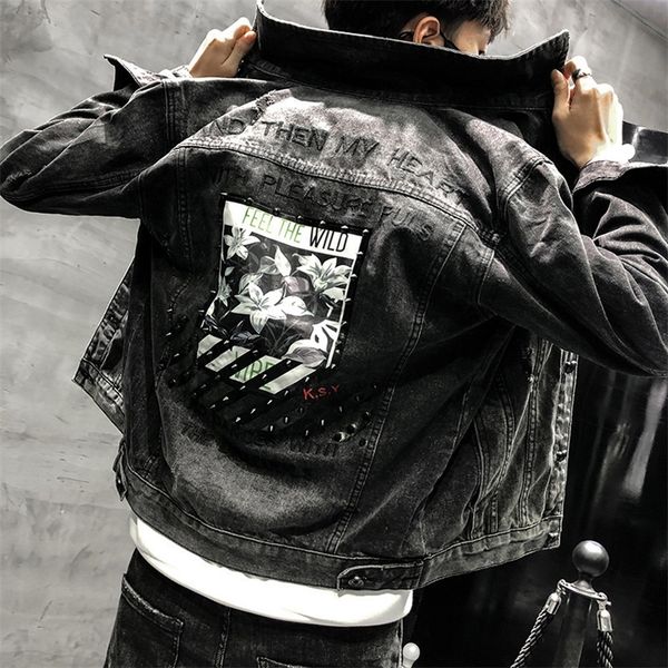 wholesale men's rivet denim jacket autumn winter new coat personality brand heavy craft embroidery black denim men's clothing lj20, Black;brown 
wholesale men's rivet denim jacket autumn winter new coat personality brand heavy craft embroidery black denim men's clothing lj20, Black;brown