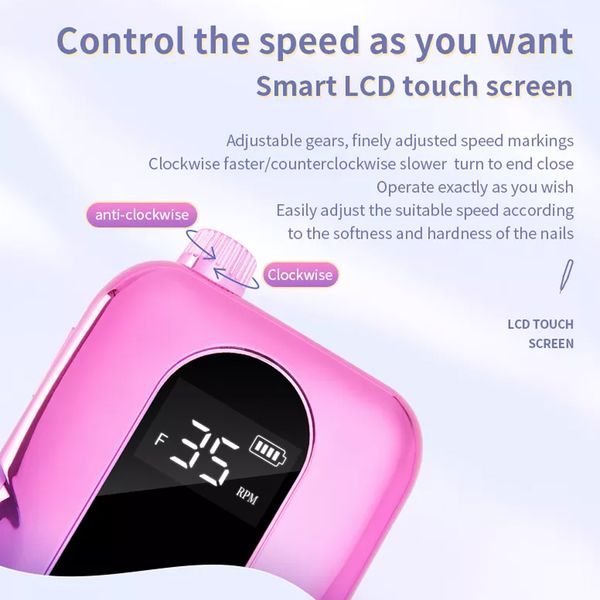 nail drill machine 35000rpm wireless electric nail polish remover mini nail file drill machine with led display home & salon
nail drill machine 35000rpm wireless electric nail polish remover mini nail file drill machine with led display home & salon