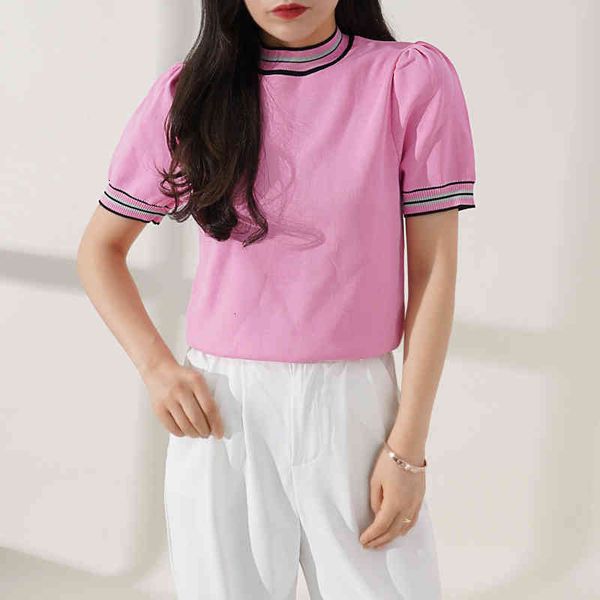 women's hoodies sweatshirts summer ice silk slim fit t-shirt small fragrance celebrity style bubble sleeve short knitwear female 390h, Black
women's hoodies sweatshirts summer ice silk slim fit t-shirt small fragrance celebrity style bubble sleeve short knitwear female 390h, Black