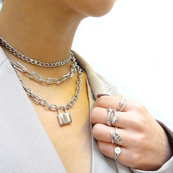 chains korean style alloy pendants necklaces for women men gold color lock shape fashion original couple jewelry gift set, Silver
chains korean style alloy pendants necklaces for women men gold color lock shape fashion original couple jewelry gift set, Silver