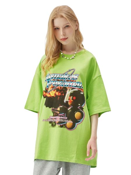 cartoon & letter graphic drop shoulder tee k1wq#, White
cartoon & letter graphic drop shoulder tee k1wq#, White