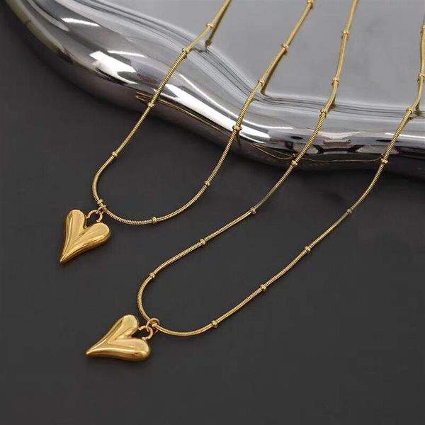 never fading stainless steel simple heart pendant necklaces gold plated classic style logo printed women designer jewelry240a, Silver
never fading stainless steel simple heart pendant necklaces gold plated classic style logo printed women designer jewelry240a, Silver