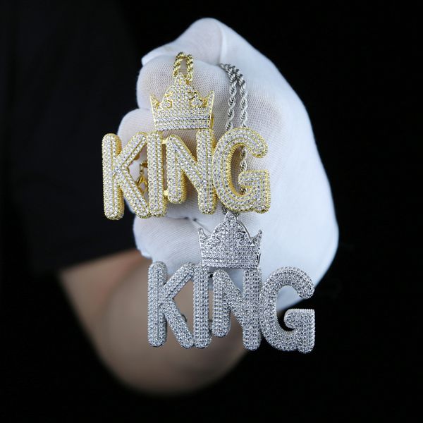 iced out bling necklace full paved cubic zirconia cz crown shaped king letters pendant necklaces for men boy hip hop jewelry, Silver
iced out bling necklace full paved cubic zirconia cz crown shaped king letters pendant necklaces for men boy hip hop jewelry, Silver