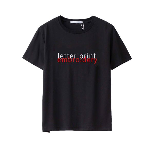 men t shirt embroidery designer letter pattern print mens casual short sleeve tees breathable, White;black