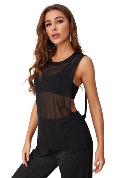 drop armhole mesh sports tank o4im#, Gray