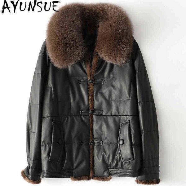 ayunsue women genuine leather jacket fox fur collar jacket famale 100 sheepskin coat down jackets casual abrigo mujer sqqq1220 j220727, Black
ayunsue women genuine leather jacket fox fur collar jacket famale 100 sheepskin coat down jackets casual abrigo mujer sqqq1220 j220727, Black