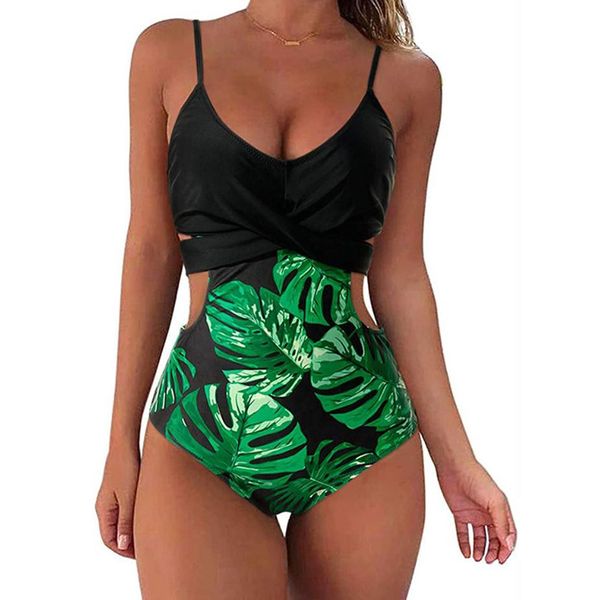 one-piece swimsuit multi-color print hollow bikini, White;black
one-piece swimsuit multi-color print hollow bikini, White;black