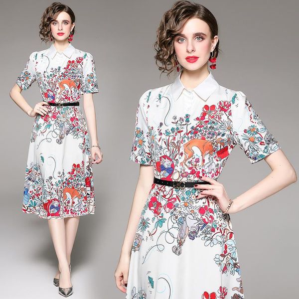 summer high-end temperament casual dresses womens lapel short sleeve fashion versatile waist closing positioning printed dress with belt, Black;gray
summer high-end temperament casual dresses womens lapel short sleeve fashion versatile waist closing positioning printed dress with belt, Black;gray