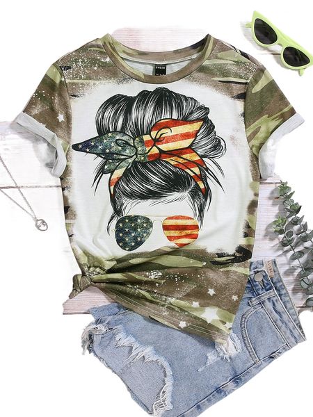 figure & flag print tee j9gv#, White
