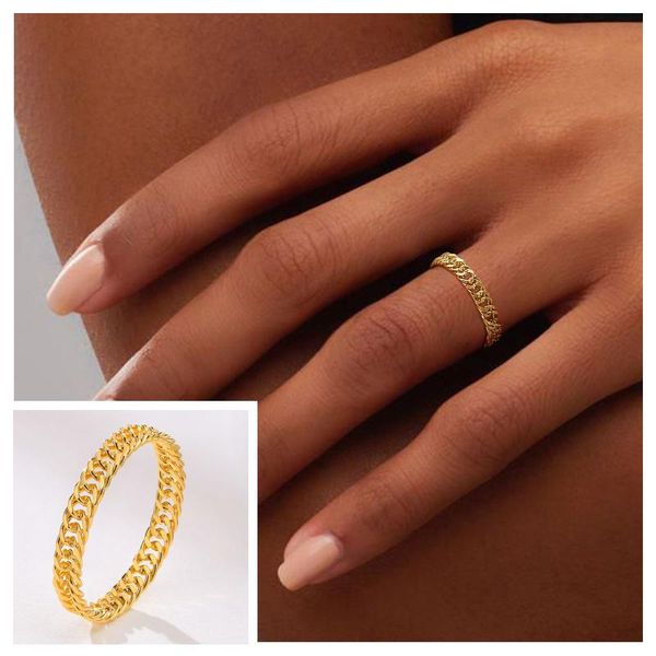 cluster rings 3mm solid gold curb chain ring stainless steel women metal link minimalist modern stacked jewelry, Golden;silver
cluster rings 3mm solid gold curb chain ring stainless steel women metal link minimalist modern stacked jewelry, Golden;silver