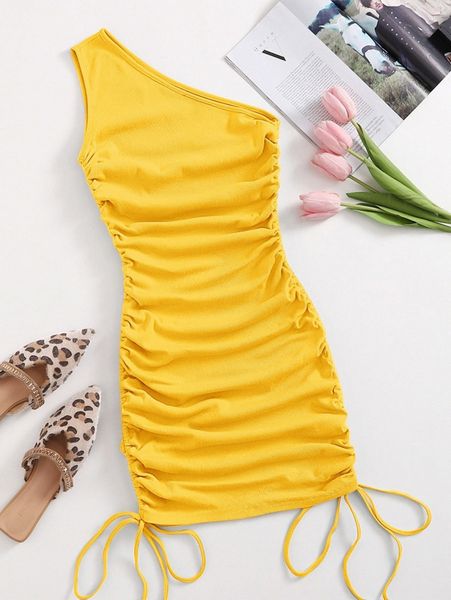 one shoulder ruched knot side bodycon dress w8u4#, Black;gray
one shoulder ruched knot side bodycon dress w8u4#, Black;gray