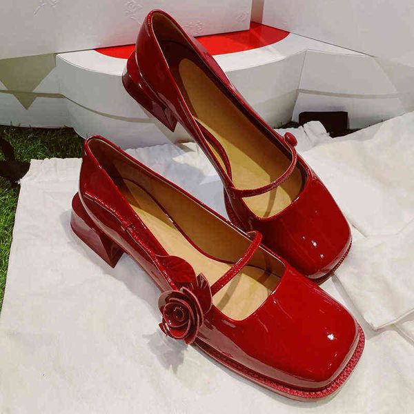 2022 new style one rose mary jane thick heel small leather square toe single shoes, Black
2022 new style one rose mary jane thick heel small leather square toe single shoes, Black