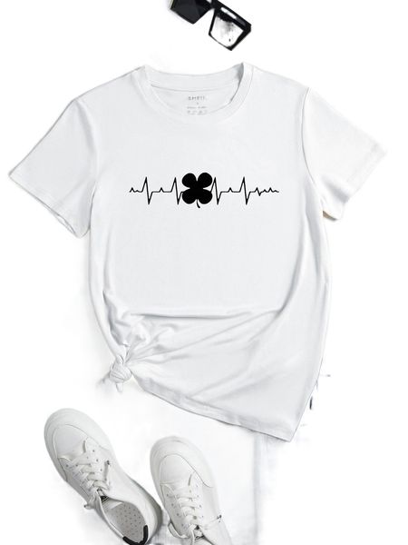 ecg and four-leaf clover print tee 73wg#, White
ecg and four-leaf clover print tee 73wg#, White