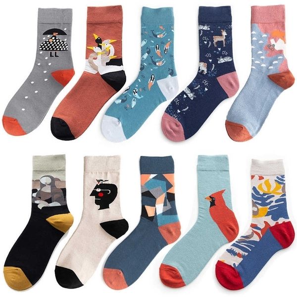 5 pairpack painting men socks cotton crew designer socks men streetwear size 3744 210727, Black
5 pairpack painting men socks cotton crew designer socks men streetwear size 3744 210727, Black