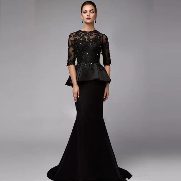peplum black mermaid mother of the bride dresses long sleeve lace wedding guest dress plus size half sleeve bead mothers groom dresses, Black;red
peplum black mermaid mother of the bride dresses long sleeve lace wedding guest dress plus size half sleeve bead mothers groom dresses, Black;red