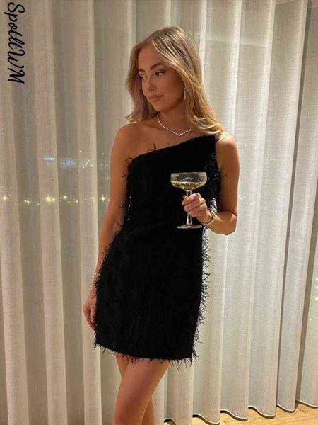 women party one shoulder fringed dress 2022 female summer halter elegant dresses ladies solid fluff fashion streetwear t220816, Black;gray
women party one shoulder fringed dress 2022 female summer halter elegant dresses ladies solid fluff fashion streetwear t220816, Black;gray