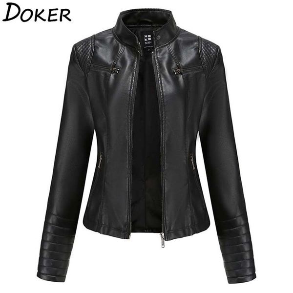 women faux leather jacket autumn winter long sleeve plus size fashion ladies solid zipper biker coat female casual outwear 210908, Black
women faux leather jacket autumn winter long sleeve plus size fashion ladies solid zipper biker coat female casual outwear 210908, Black