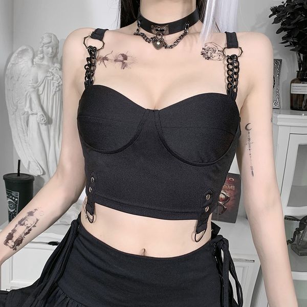 women's tanks & camis dark chain locomotive personality chest revealing vest, White
women's tanks & camis dark chain locomotive personality chest revealing vest, White