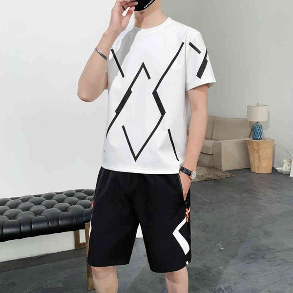 large exercise suit men's s summer two piece set short sleeve streetwear women clothes loose tee, Gray
large exercise suit men's s summer two piece set short sleeve streetwear women clothes loose tee, Gray