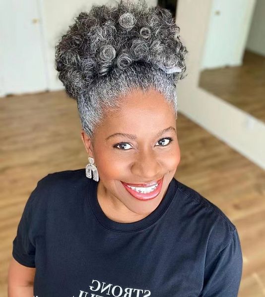 salt and pepper silver grey kinky curly ponytail human hair extension short natural afro puff bun chignon women gray drawstring extension 12, Black
salt and pepper silver grey kinky curly ponytail human hair extension short natural afro puff bun chignon women gray drawstring extension 12, Black