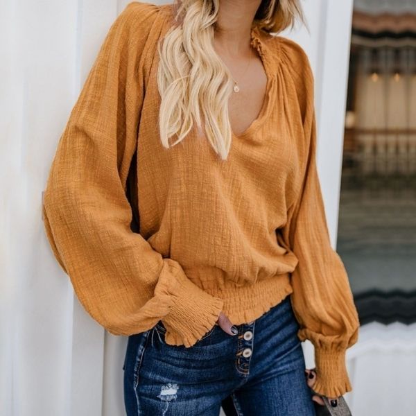 ladies casual linen shirt blouses lantern sleeve ruffle pleated v neck vintage womens and blouses yellow white red blue y200402
ladies casual linen shirt blouses lantern sleeve ruffle pleated v neck vintage womens and blouses yellow white red blue y200402