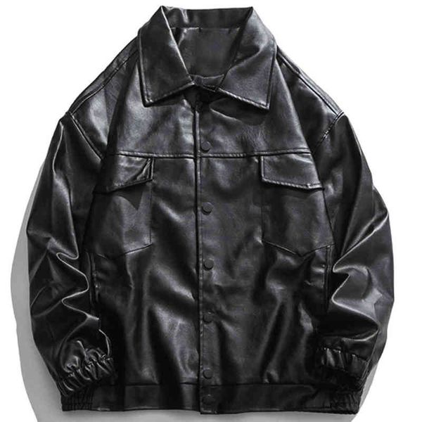 autumn solid color pu leather jacket men high street faux leather baseball jacket coat black motorcycle outwear streetwear t220728
autumn solid color pu leather jacket men high street faux leather baseball jacket coat black motorcycle outwear streetwear t220728