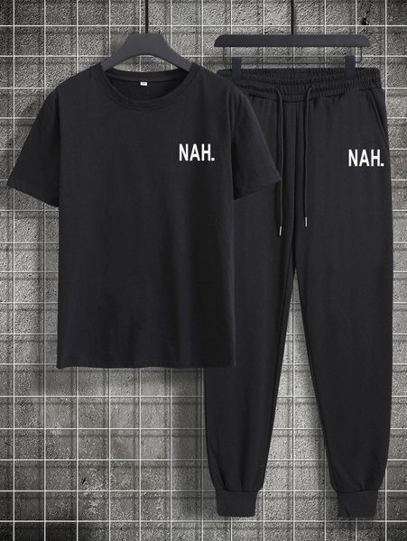 men letter graphic tee & drawstring waist sweatpants f0sr#, Gray
men letter graphic tee & drawstring waist sweatpants f0sr#, Gray