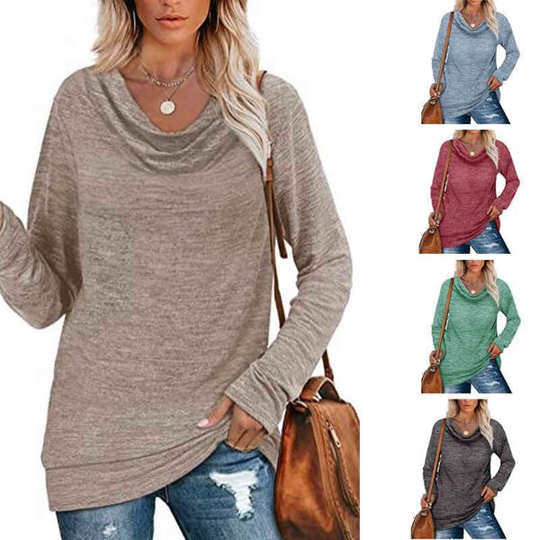 women's t-shirt autumn and winter women's leisure long sleeve pile collar loose medium length sweater y6wy, White
women's t-shirt autumn and winter women's leisure long sleeve pile collar loose medium length sweater y6wy, White
