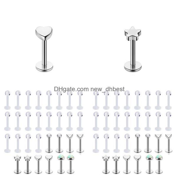 navel bell button rings body jewelry piercing newdhbeidien 30pcs stainless steel transparent lip combination set puncture, Silver
navel bell button rings body jewelry piercing newdhbeidien 30pcs stainless steel transparent lip combination set puncture, Silver