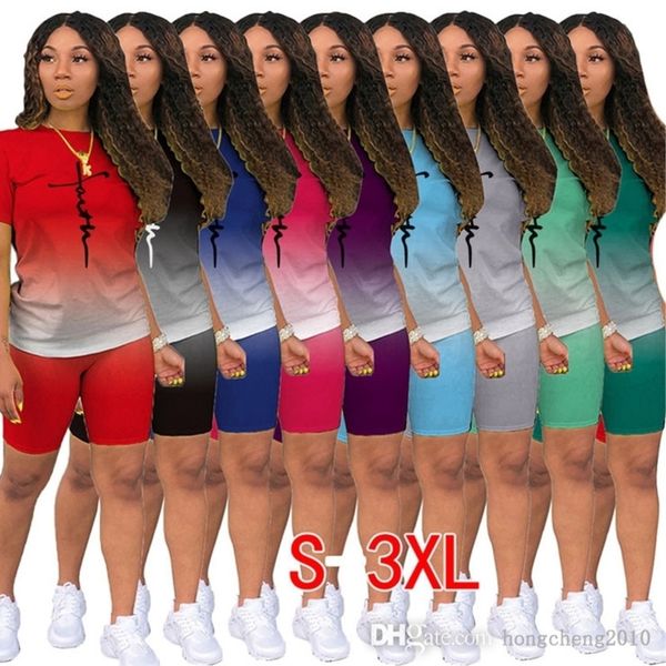 summer women designer tracksuits letter printed gradient t shirt shorts outfits two piece sport suit plus size clothing, Gray
summer women designer tracksuits letter printed gradient t shirt shorts outfits two piece sport suit plus size clothing, Gray