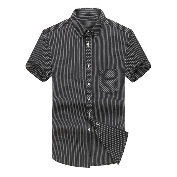 men's boutique striped shirts men summer fashion cotton short sleeved casual men shirt plus size 5xl 6xl 7xl mens dress shirts 210412, White;black
men's boutique striped shirts men summer fashion cotton short sleeved casual men shirt plus size 5xl 6xl 7xl mens dress shirts 210412, White;black