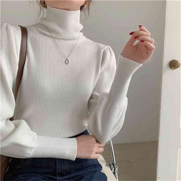 design solid turtleneck warm women basic chic puff sleeves stylish all match slim basewear sweaters 210525, White;black
design solid turtleneck warm women basic chic puff sleeves stylish all match slim basewear sweaters 210525, White;black