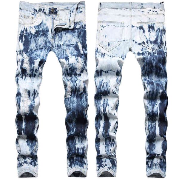 men's jeans light color fried snowflakes tie dyed broken holes jeans fashion men's pants 4c8t, Blue
men's jeans light color fried snowflakes tie dyed broken holes jeans fashion men's pants 4c8t, Blue