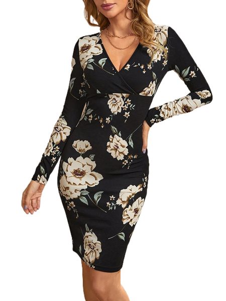 floral print overlap collar bodycon dress m7bi#, Black;gray
floral print overlap collar bodycon dress m7bi#, Black;gray