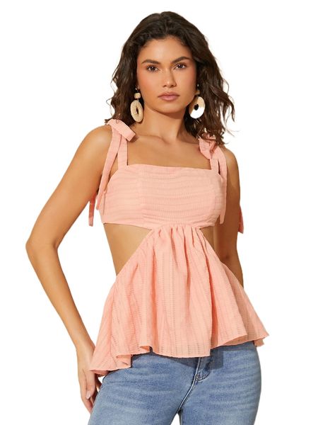 cut out waist tie shoulder ruched backless 973c#, White
cut out waist tie shoulder ruched backless 973c#, White