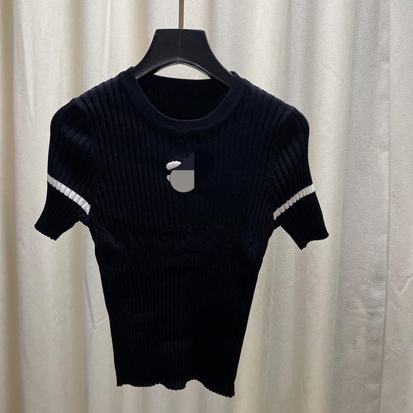 610 2022 runway summer brand same style sweater pullover t shirt crew neck black white short sleeve women's sweaters wante, White;black
610 2022 runway summer brand same style sweater pullover t shirt crew neck black white short sleeve women's sweaters wante, White;black