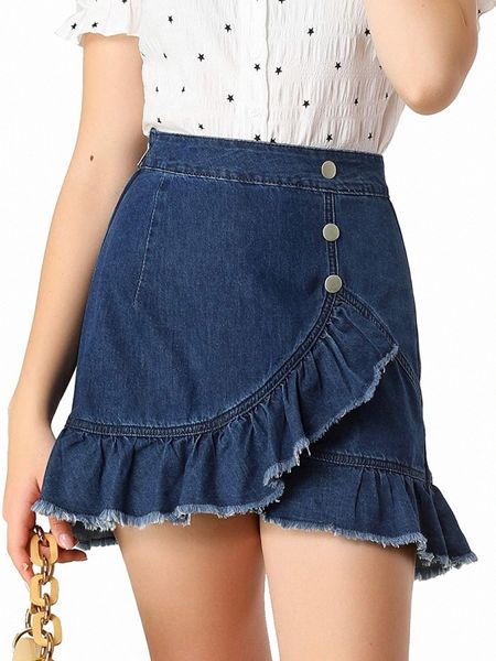 k women's ruffle irregular hem high waist lightweight mini jeans denim skirt p0zi#, Black;gray
k women's ruffle irregular hem high waist lightweight mini jeans denim skirt p0zi#, Black;gray