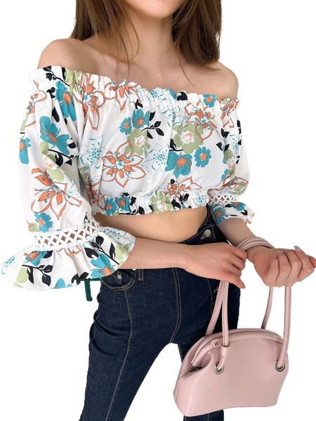 dazy floral print off shoulder guipure lace insert flounce sleeve crop blouse f8xc#, White
dazy floral print off shoulder guipure lace insert flounce sleeve crop blouse f8xc#, White