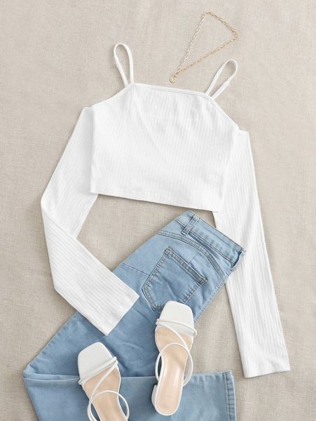 solid ribbed knit h9y6#, White