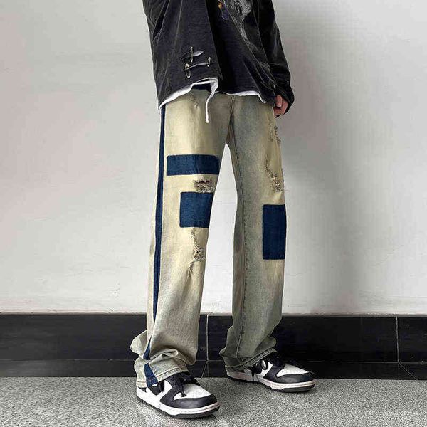 ripped patch jeans men fashion retro casual baggy jeans men streetwear loose hip hop hole straight denim pants mens trousers t220726, Blue
ripped patch jeans men fashion retro casual baggy jeans men streetwear loose hip hop hole straight denim pants mens trousers t220726, Blue